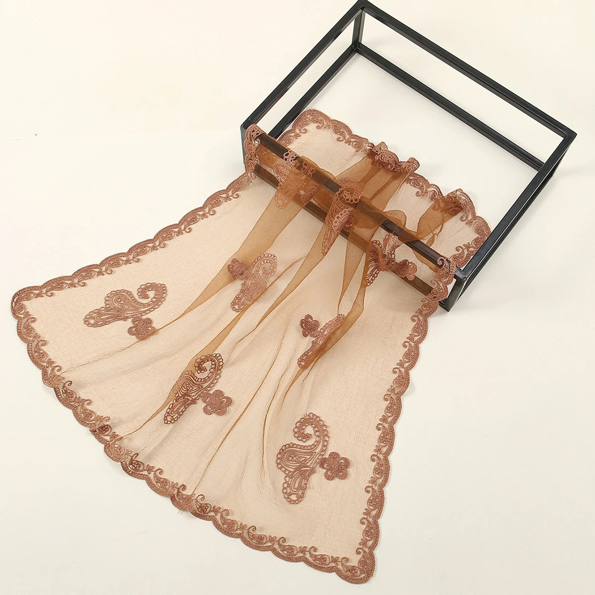 Lace Paisley Embroidery Square Scarf