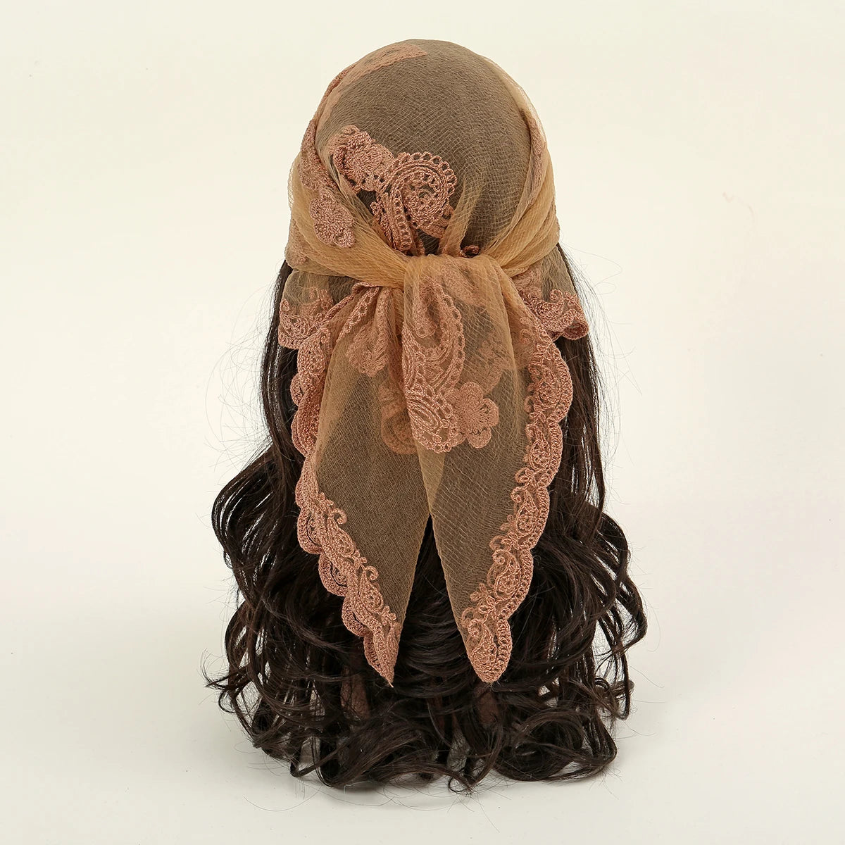 Lace Paisley Embroidery Square Scarf