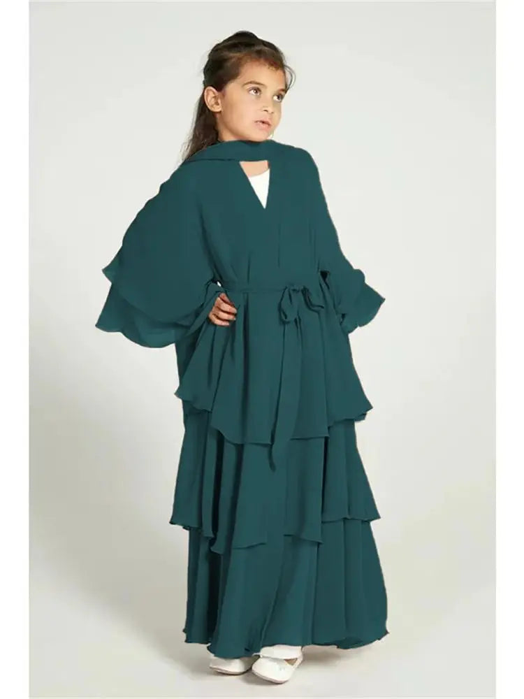 Girl's Layered Flowy Abayah