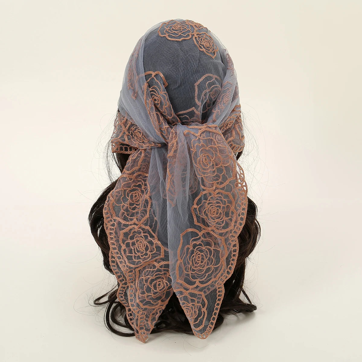 Lace Paisley Embroidery Square Scarf
