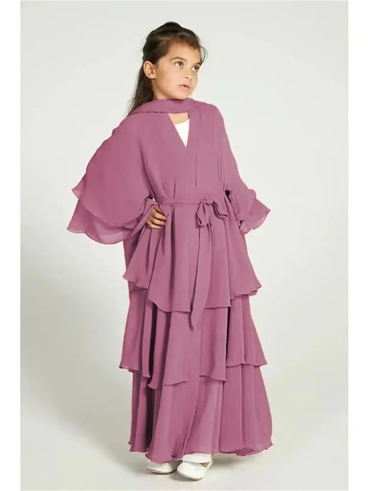 Girl's Layered Flowy Abayah