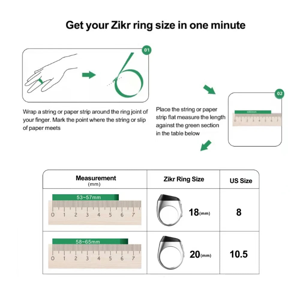 Waterproof Smart Dhikr Ring