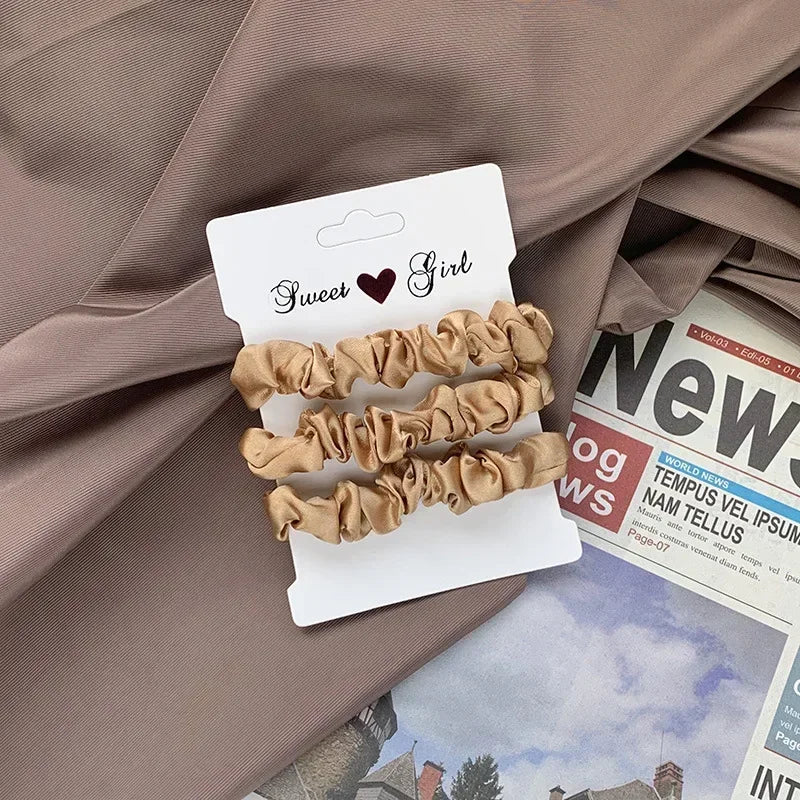 3 Thin Satin Scrunchies