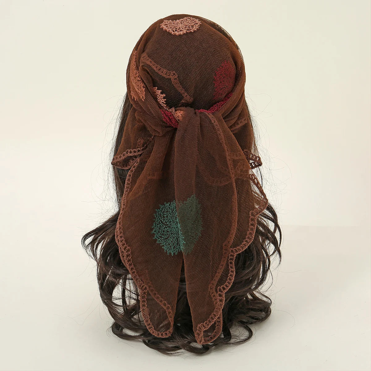 Lace Paisley Embroidery Square Scarf