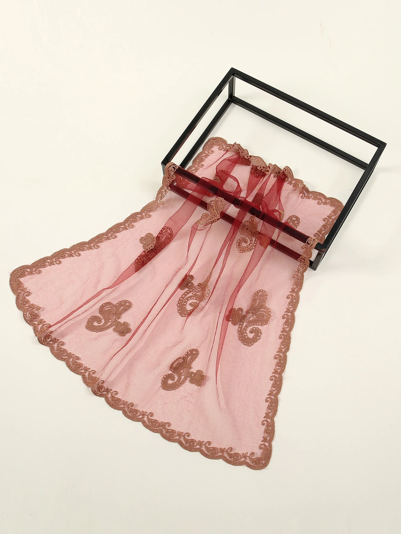 Lace Paisley Embroidery Square Scarf
