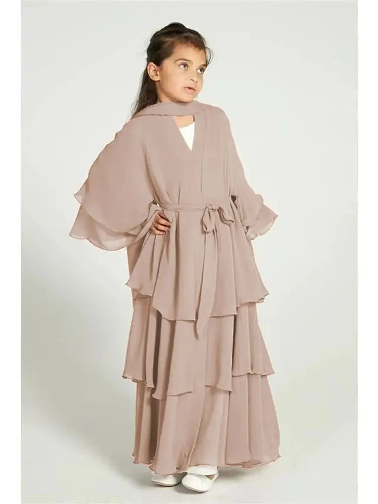 Girl's Layered Flowy Abayah