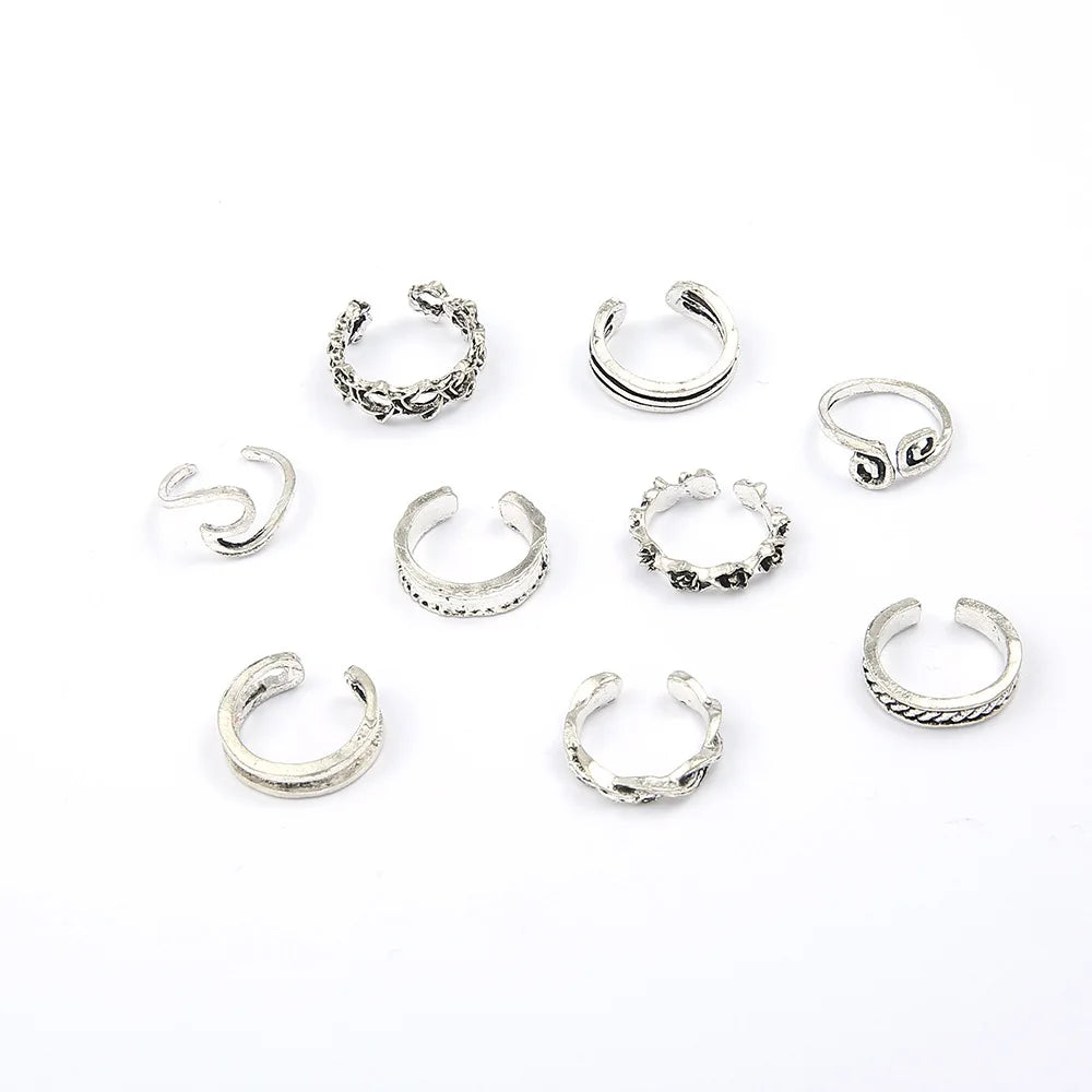 9 Piece Set of Adjustable Toe Rings