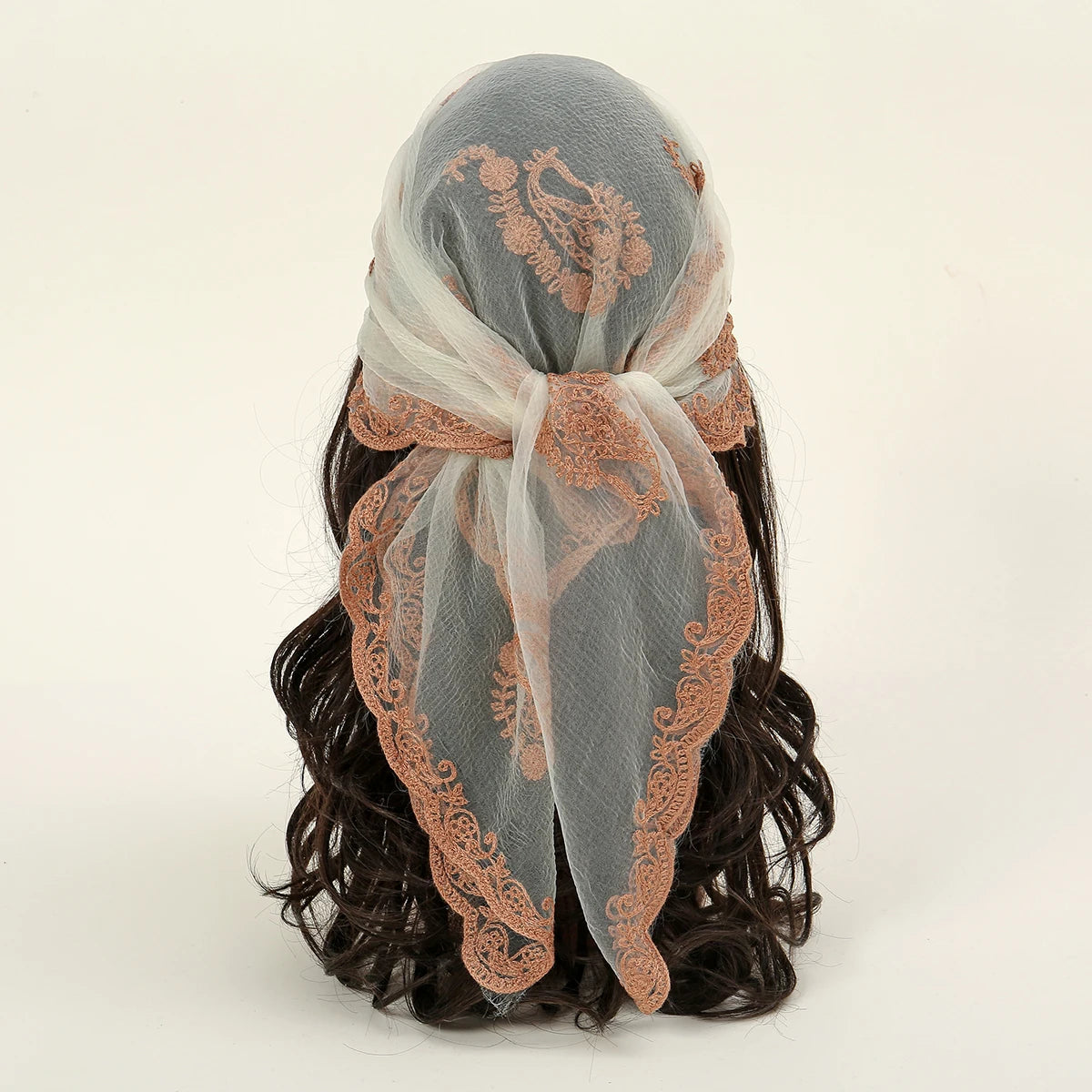 Lace Paisley Embroidery Square Scarf