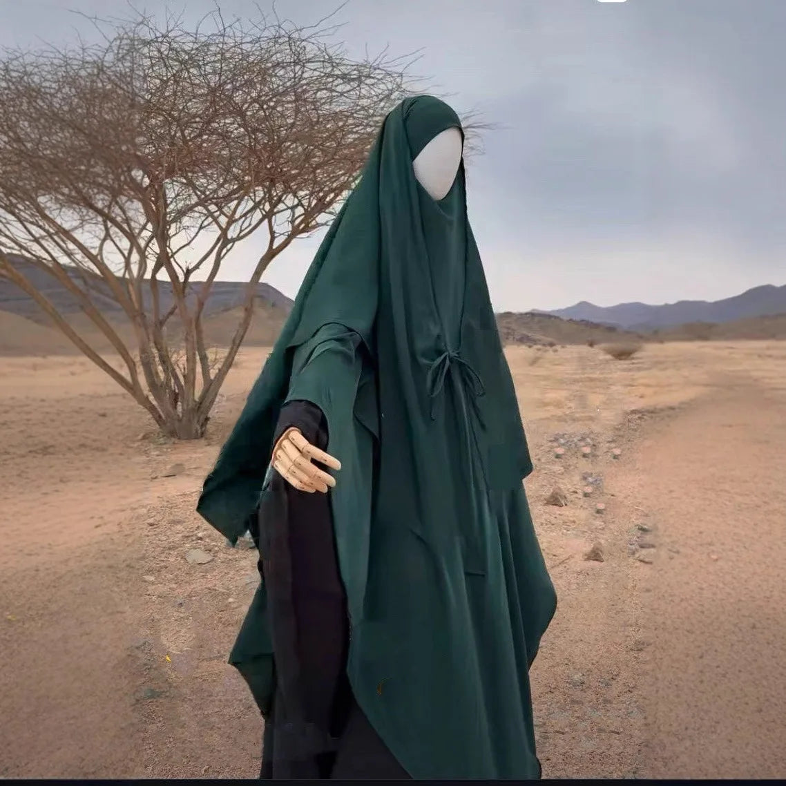 2 Layer Khimar with Front Tie
