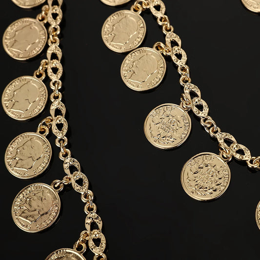Face Covering Gold Coin Chain