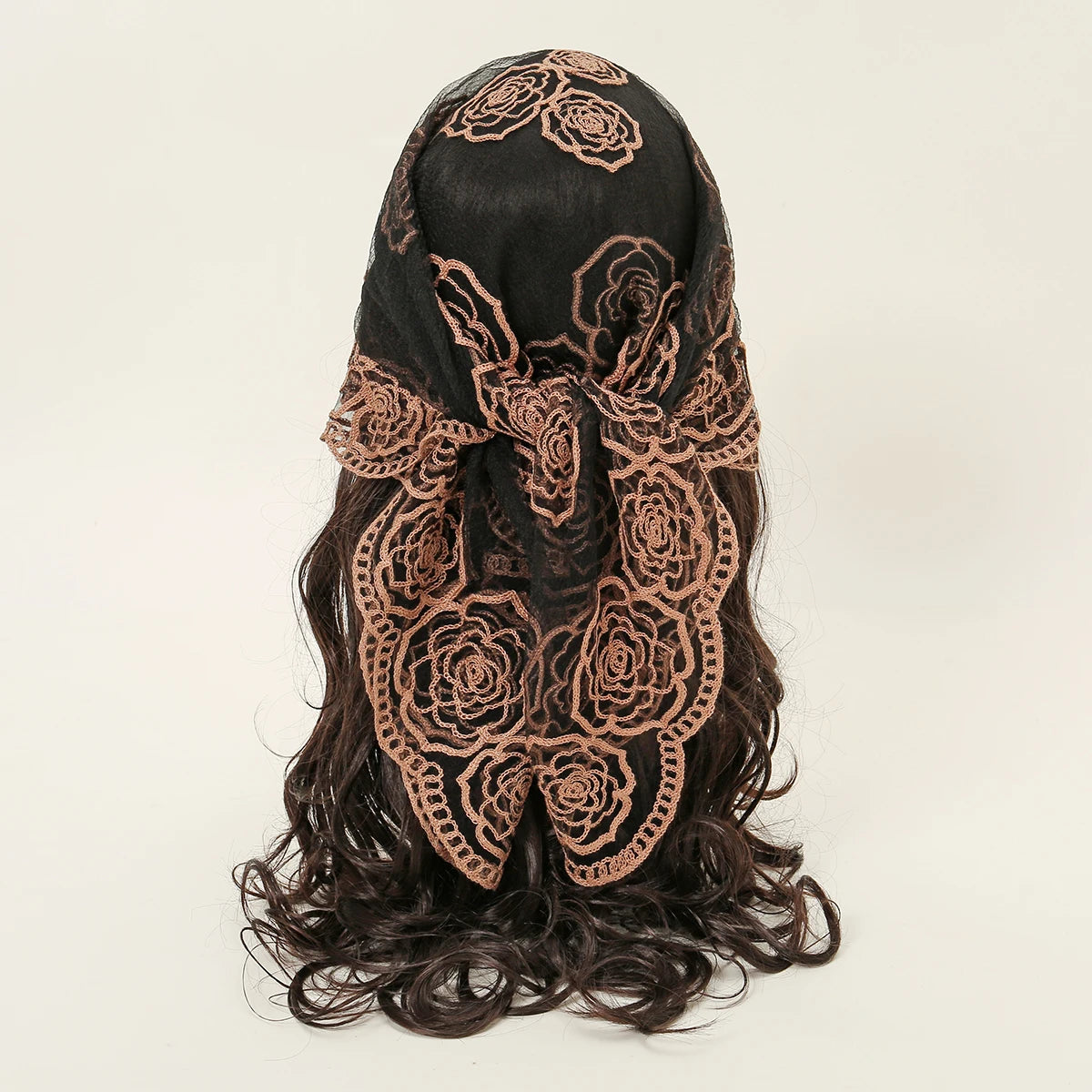 Lace Paisley Embroidery Square Scarf