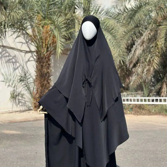 2 Layer Khimar with Front Tie
