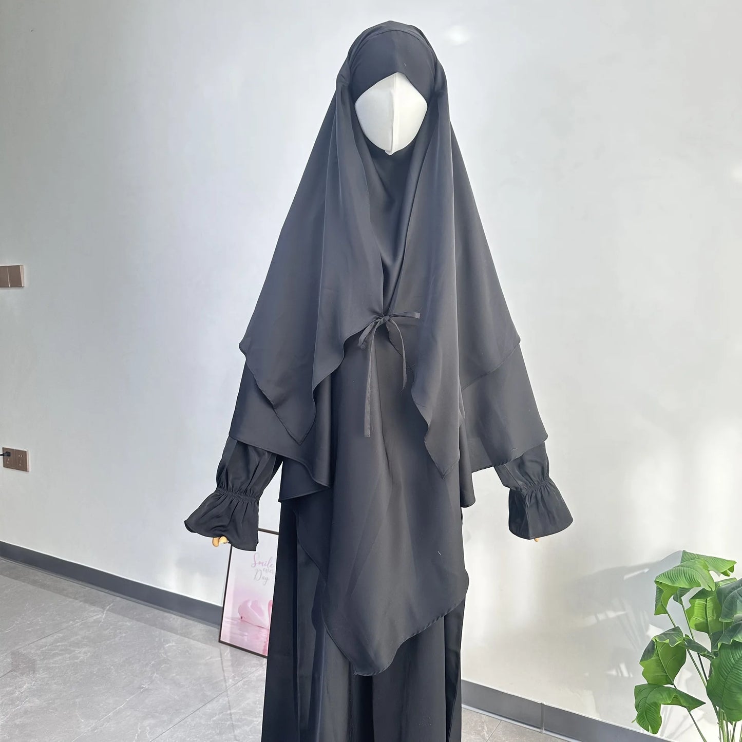 2 Layer Khimar with Front Tie