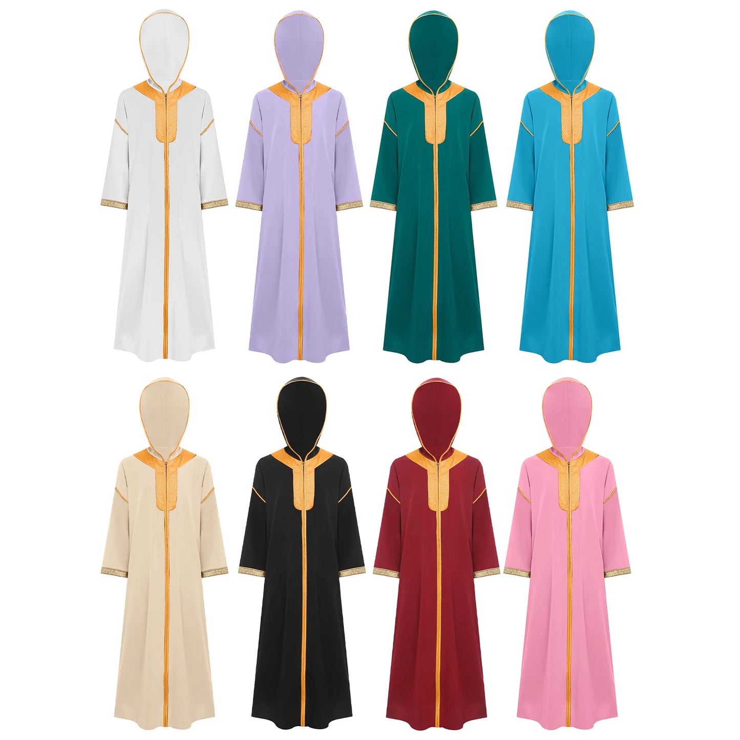 Hooded Kaftan with Zipper