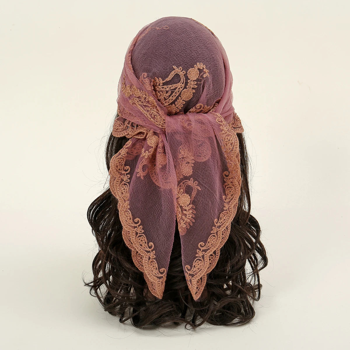 Lace Paisley Embroidery Square Scarf