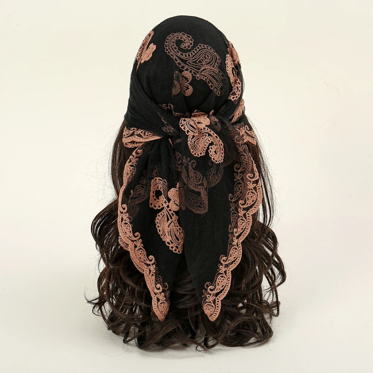 Lace Paisley Embroidery Square Scarf