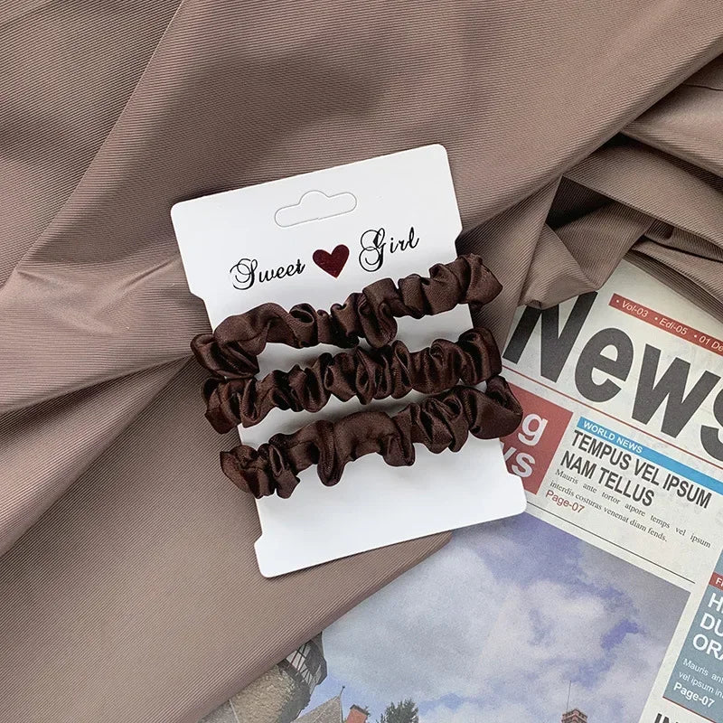 3 Thin Satin Scrunchies