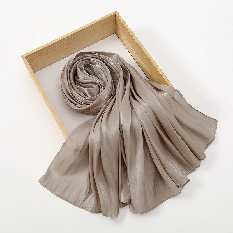 Wrinkle Silk Shiny Hijab