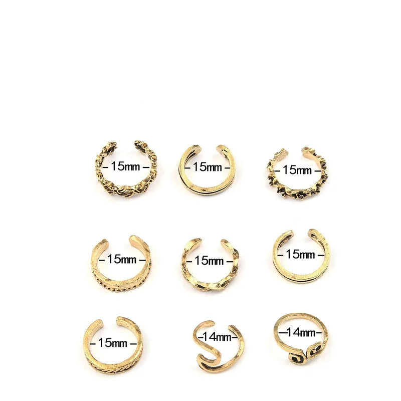 9 Piece Set of Adjustable Toe Rings
