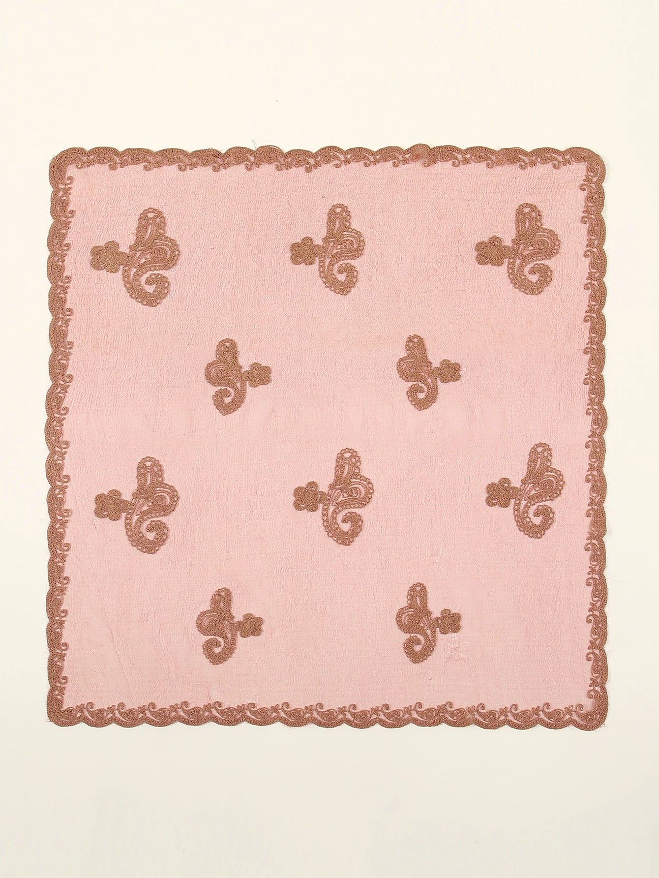 Lace Paisley Embroidery Square Scarf