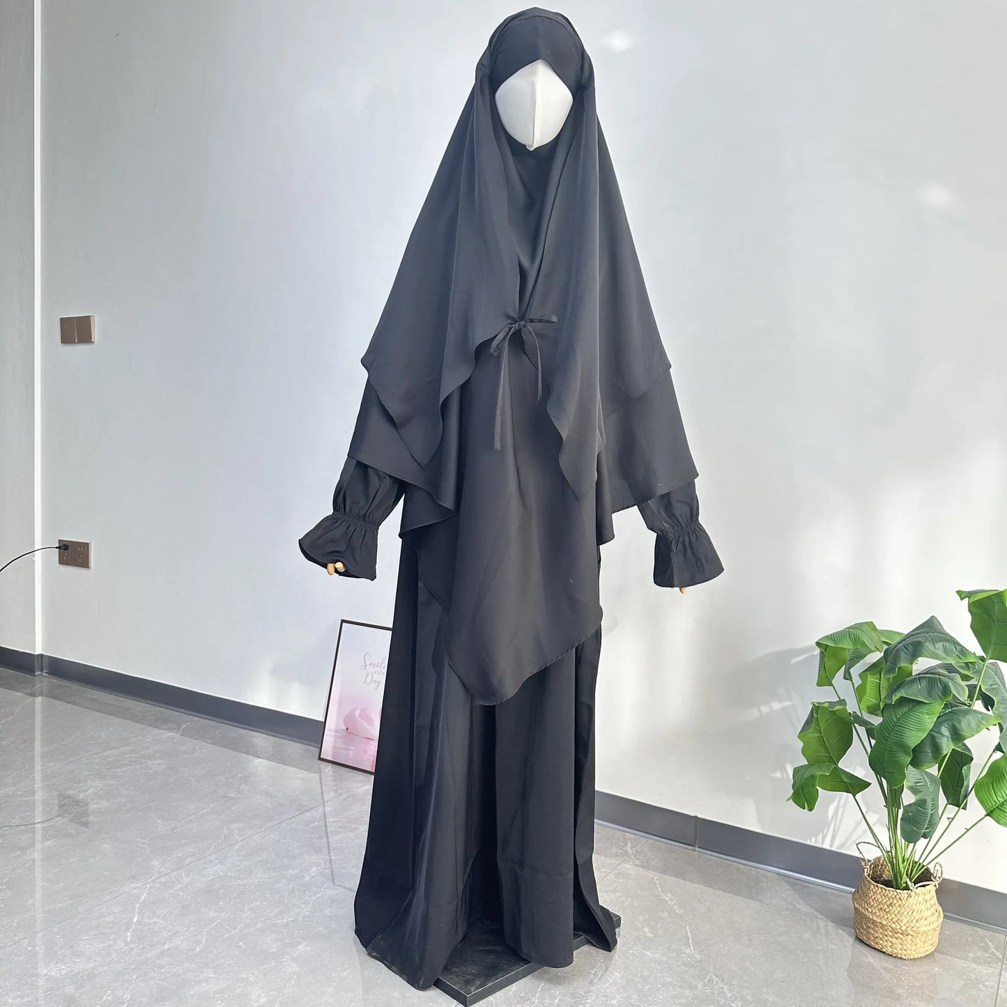 2 Layer Khimar with Front Tie
