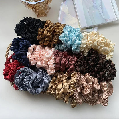 3 Thin Satin Scrunchies