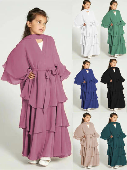 Girl's Layered Flowy Abayah