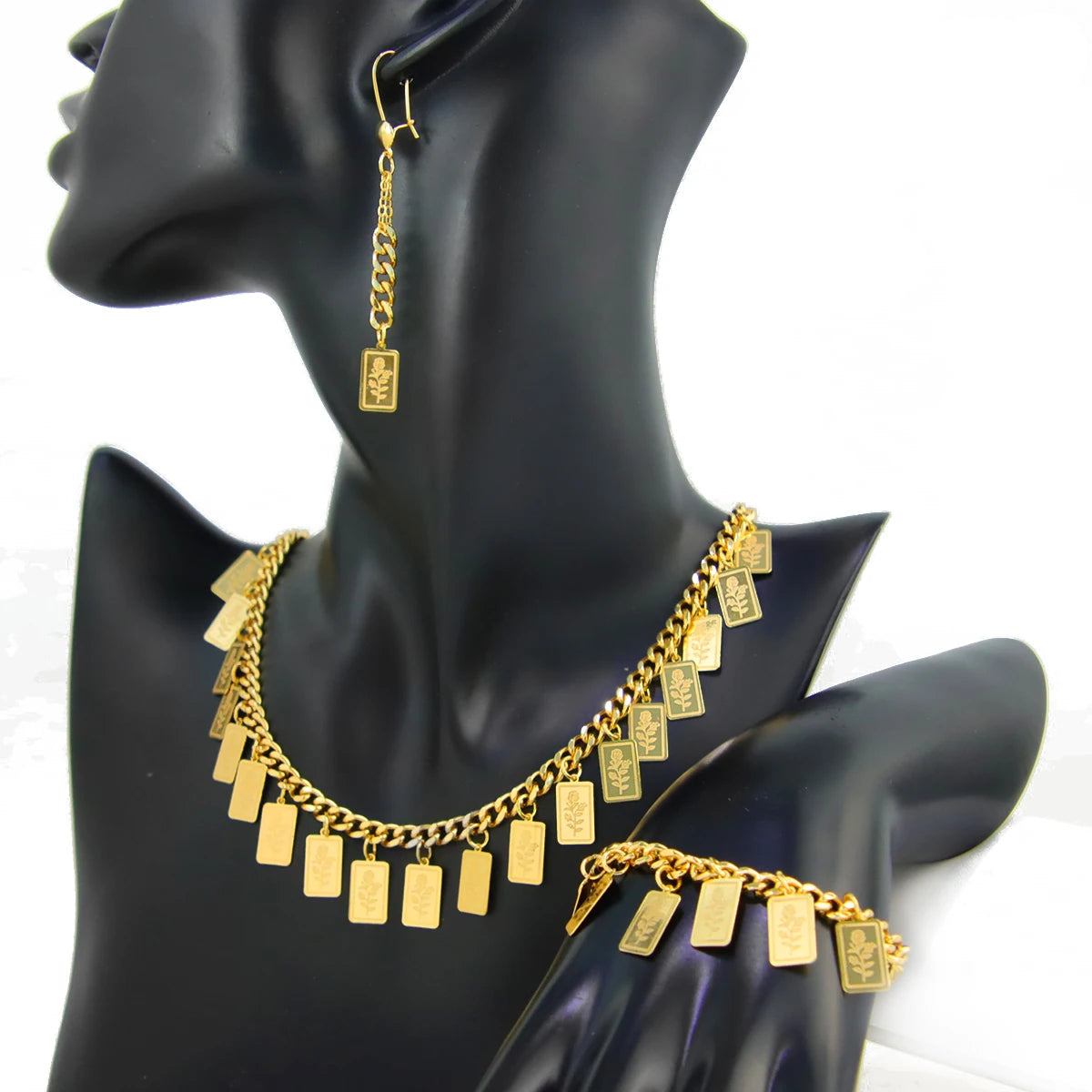 21K Plated Turkish Plated Gold Coin Earrings Necklace & Bracelet Set