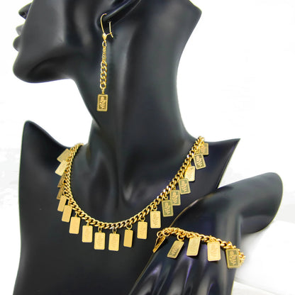21K Plated Turkish Plated Gold Coin Earrings Necklace & Bracelet Set