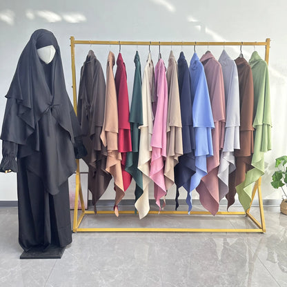 2 Layer Khimar with Front Tie
