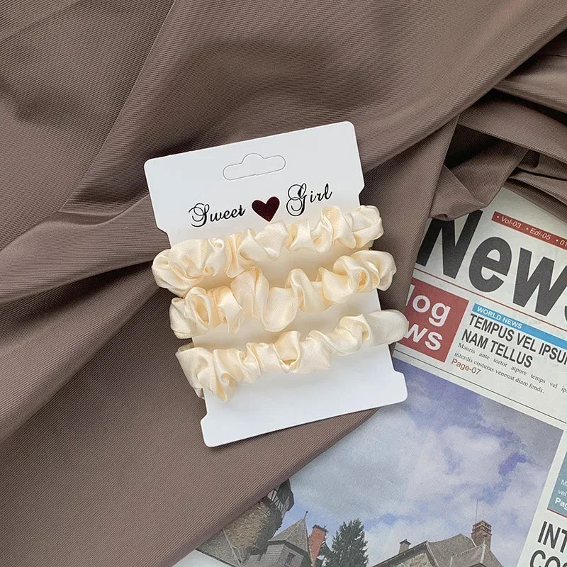 3 Thin Satin Scrunchies