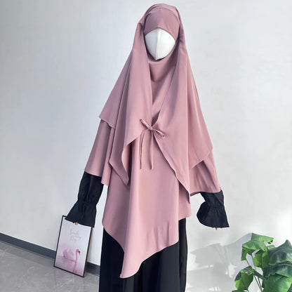 2 Layer Khimar with Front Tie