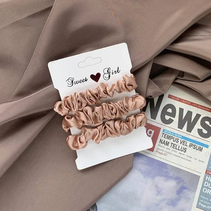 3 Thin Satin Scrunchies