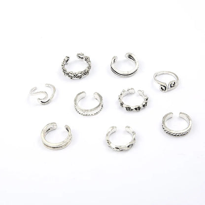 9 Piece Set of Adjustable Toe Rings