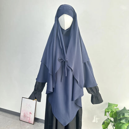 2 Layer Khimar with Front Tie
