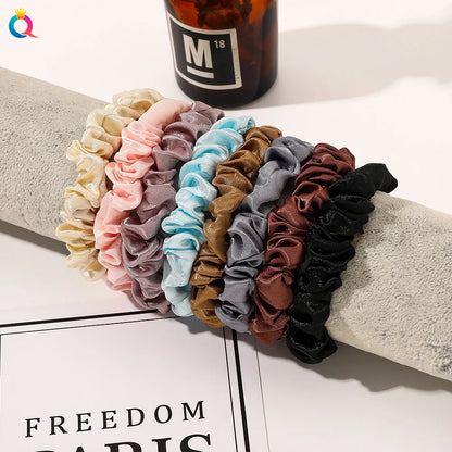 3 Thin Satin Scrunchies