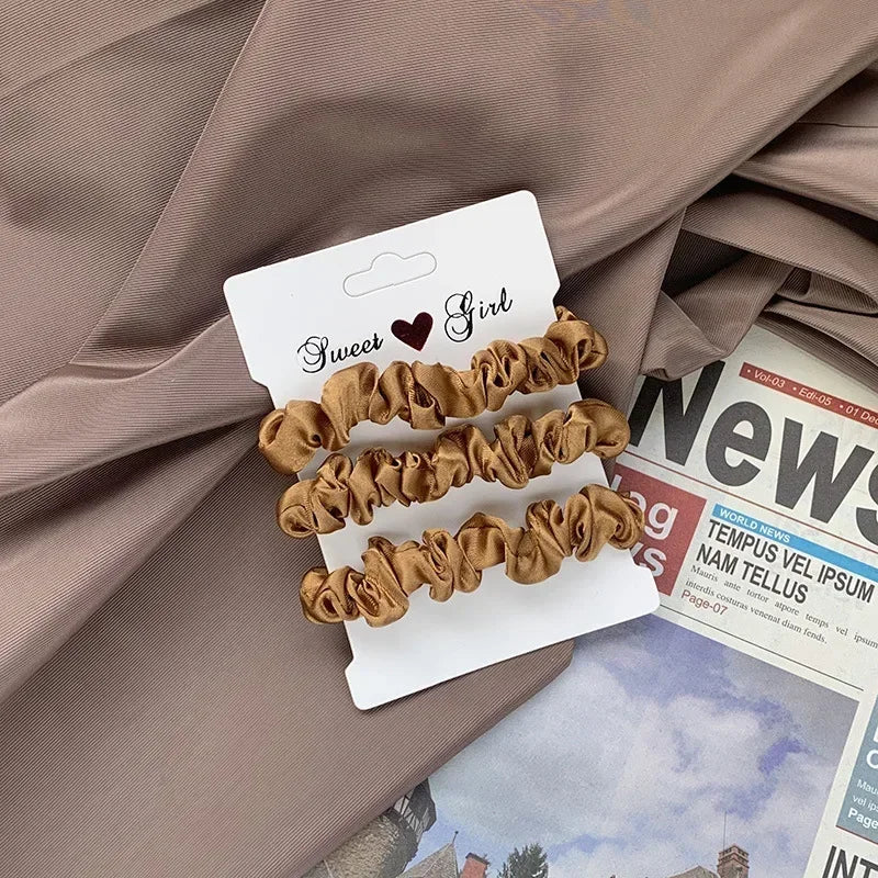 3 Thin Satin Scrunchies