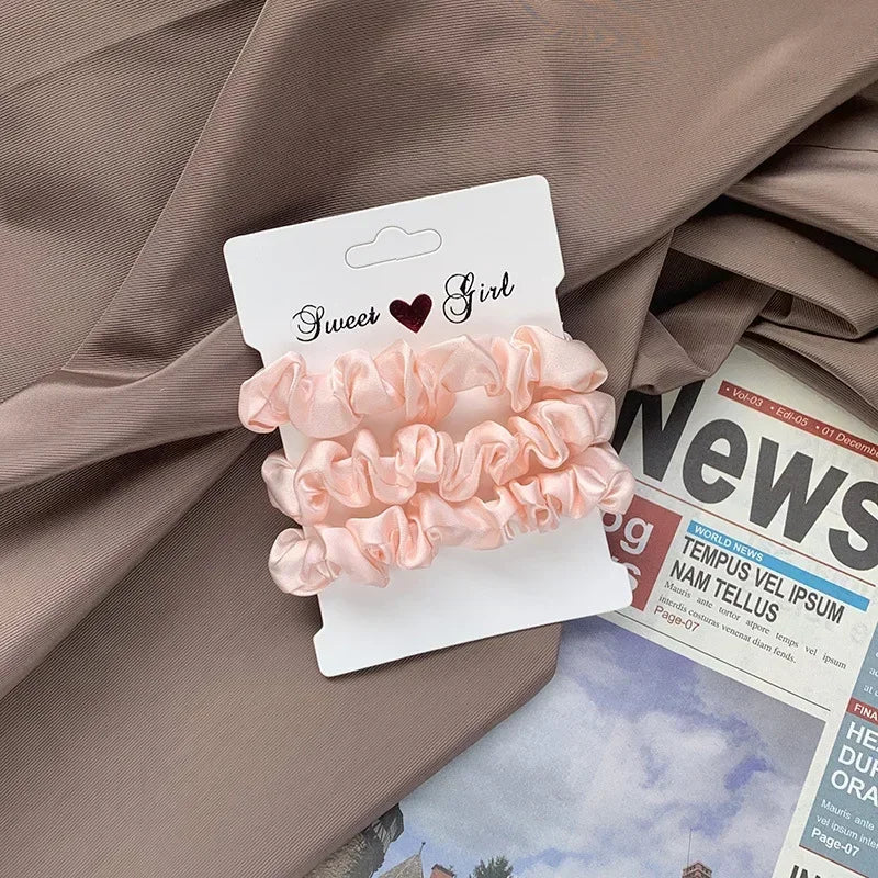 3 Thin Satin Scrunchies