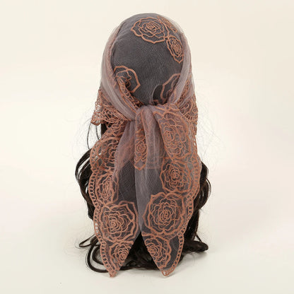 Lace Paisley Embroidery Square Scarf