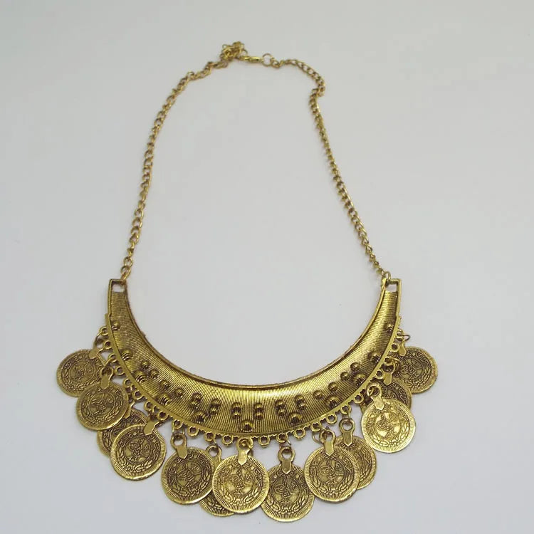 Gold Coin Necklace & Earrings Set