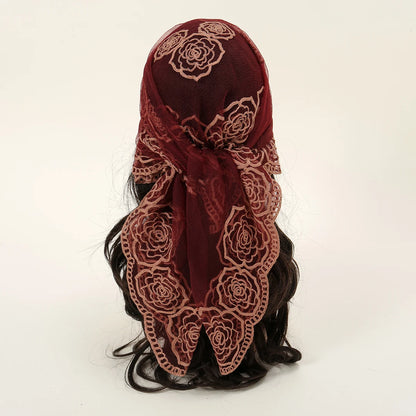 Lace Paisley Embroidery Square Scarf