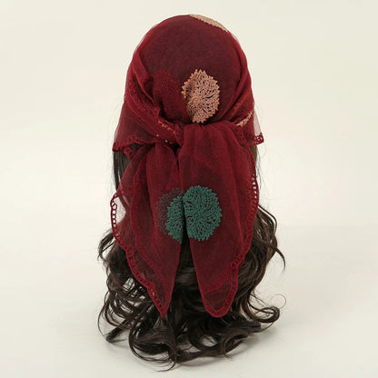 Lace Paisley Embroidery Square Scarf