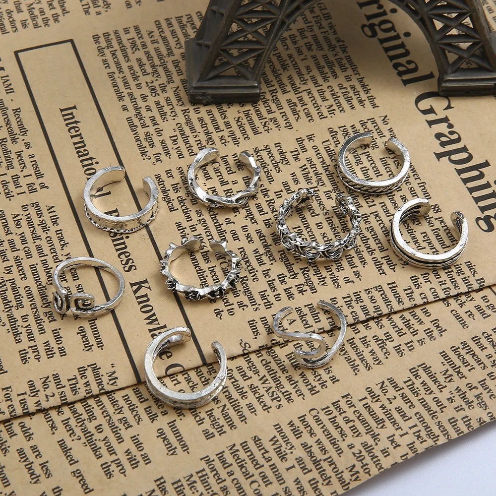 9 Piece Set of Adjustable Toe Rings