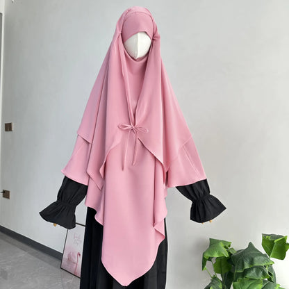 2 Layer Khimar with Front Tie