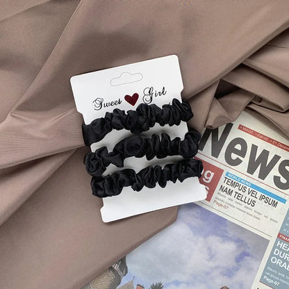 3 Thin Satin Scrunchies