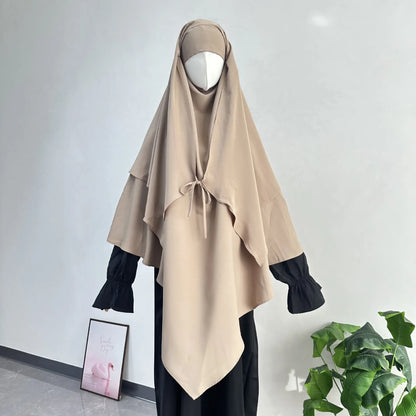 2 Layer Khimar with Front Tie