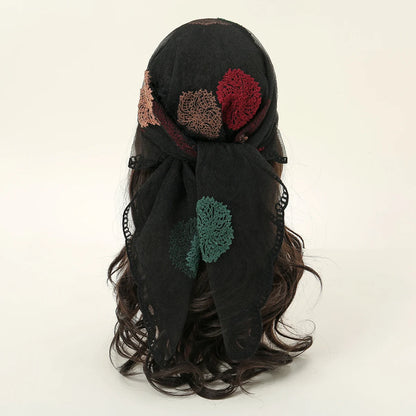 Lace Paisley Embroidery Square Scarf