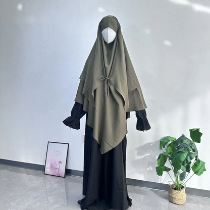 2 Layer Khimar with Front Tie