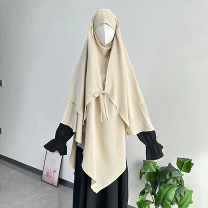 2 Layer Khimar with Front Tie