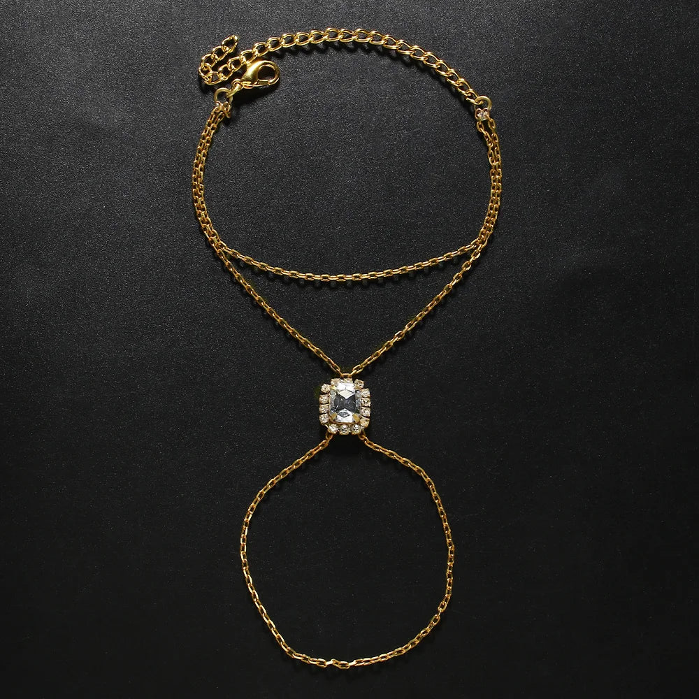 Rectangle Crystal Mitten Bracelet